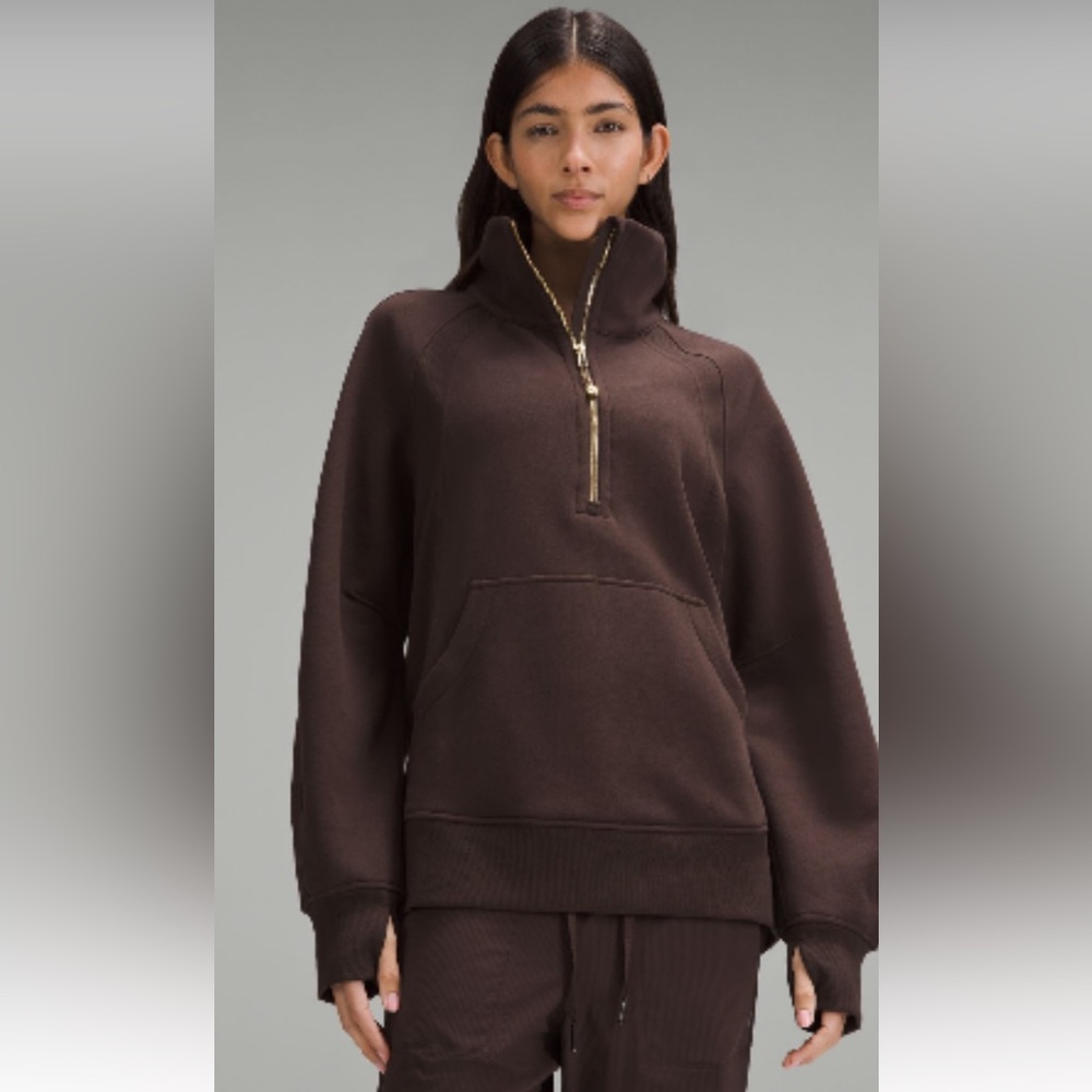Lululemon Scuba oversized funnel-neck half zip *long espresso/gold xl/xxl